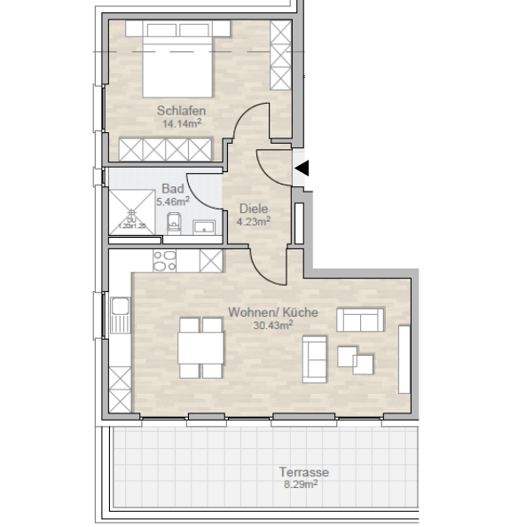 Grundriss 2-Zimmer-Wohnung