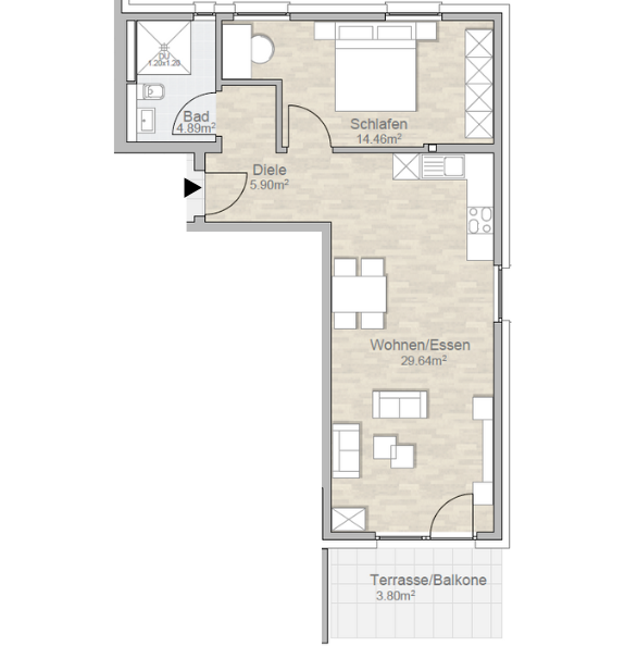Grundriss 2-Zimmer-Wohnung