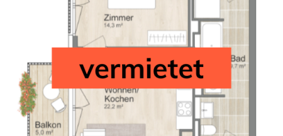 vermietet: Grundriss 2-Zimmer-Wohnung