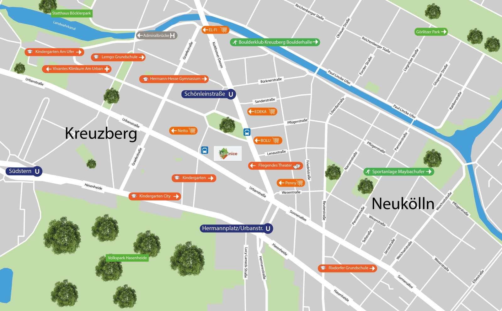 Straßenkarte mit Markierungen