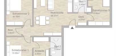 Grundriss 4-Zimmer-Wohnung