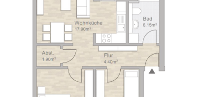Grundriss 3-Zimmer-Wohnung