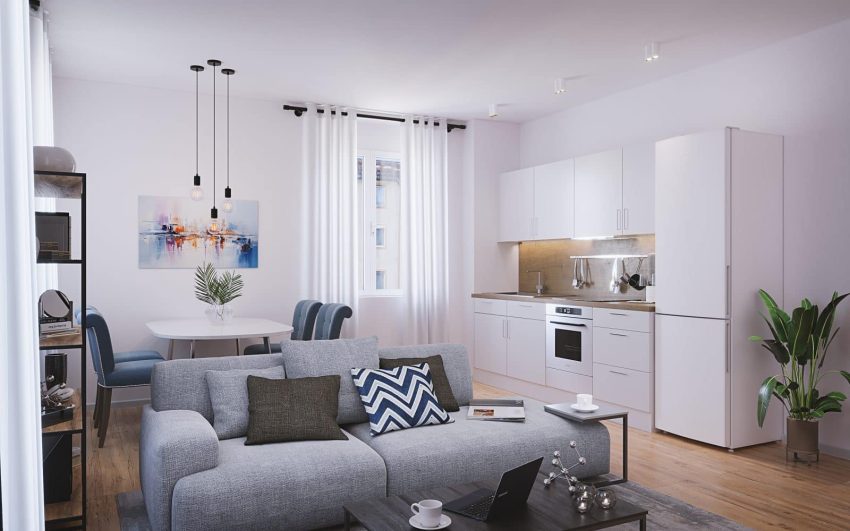 heller moderner Wohn- und Essbereich