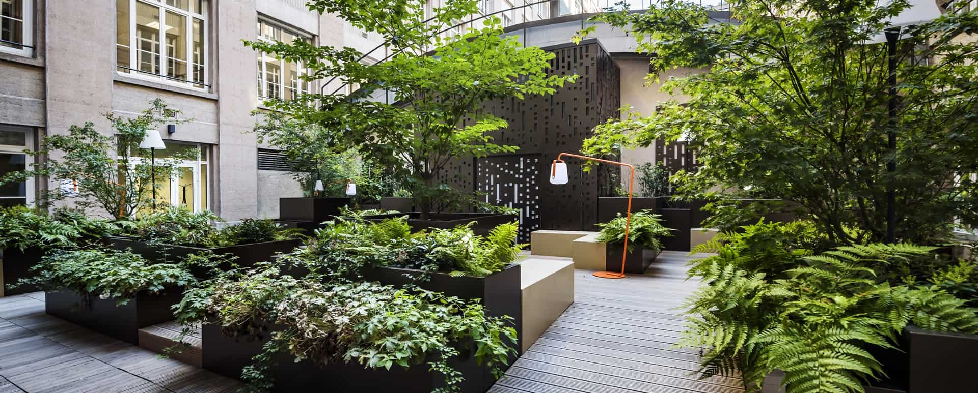 Innenhof mit vielen Pflanzen