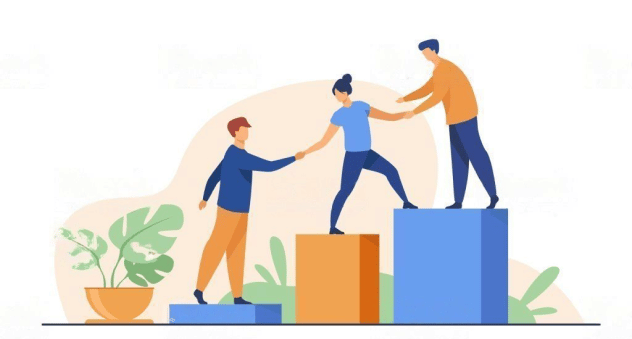 Grafik mit Personen auf Säulendiagramm