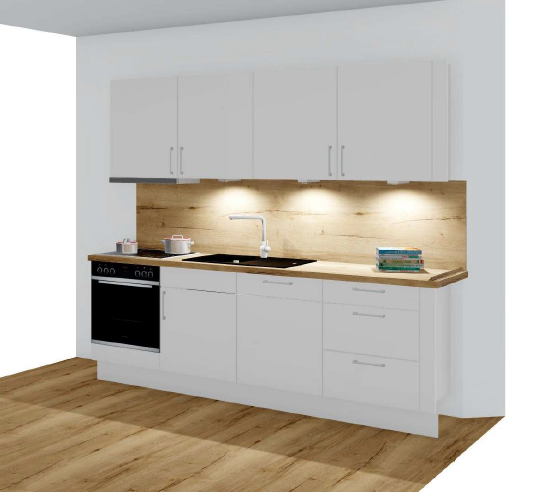 Küchenzeile hellgrau Holz