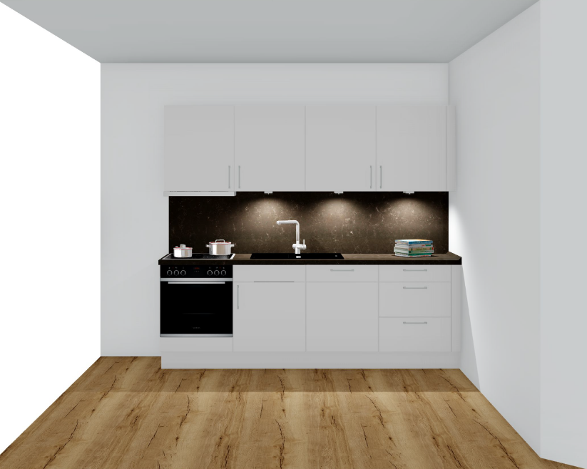 Küchenzeile hellgrau schwarz