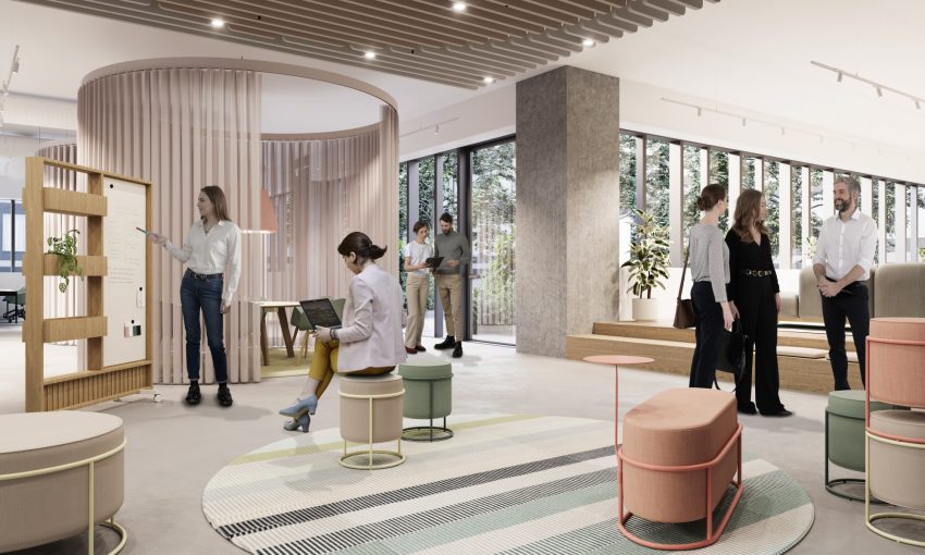 Modernes Büro mit Aufenthaltsmöglichkeiten