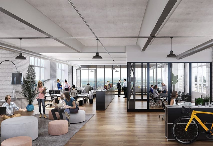 Innenansicht, modernes Großraumbüro